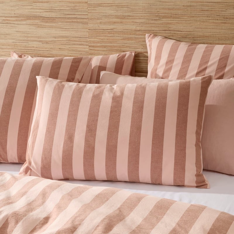 Stonewashed Cotton Printed Blossom & Earth Stripe Quilt Cover Separates