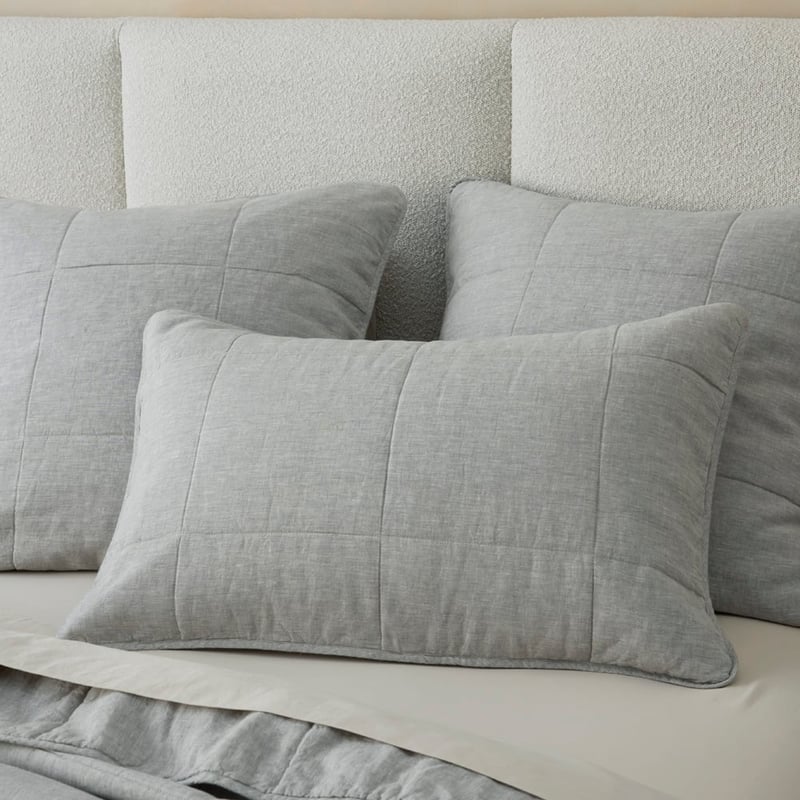 Vintage Washed Linen Grey Marle Bedspread + Separates