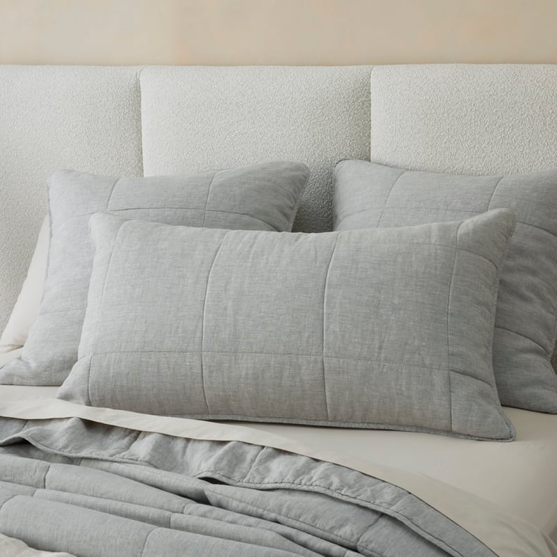 Vintage Washed Linen Grey Marle Bedspread + Separates