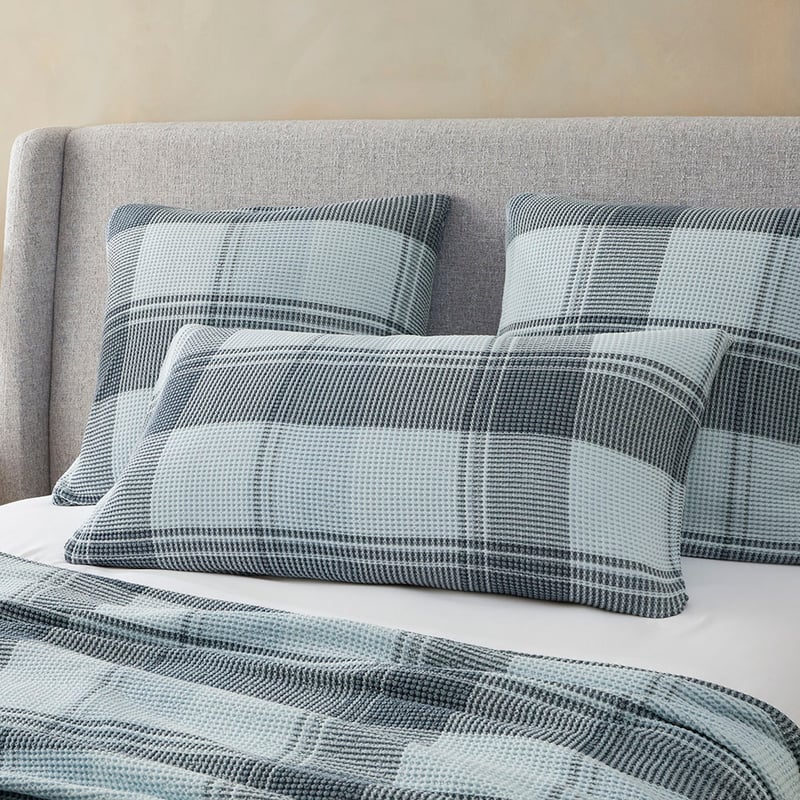 Perry Ice Blue Waffle Quilt Cover Set + Separates