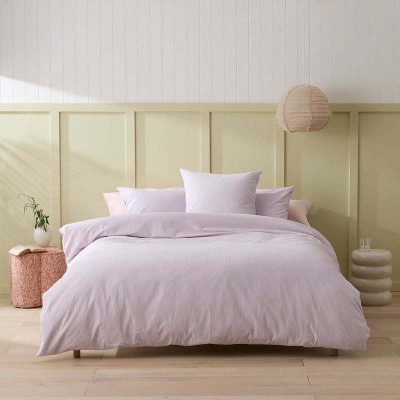 Talia Stripe Lilac Quilt Cover Set + Separates