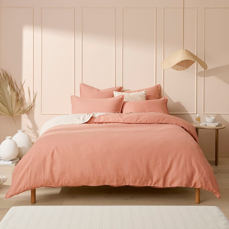 Vintage Washed Linen Muted Clay Quilt Cover Separates