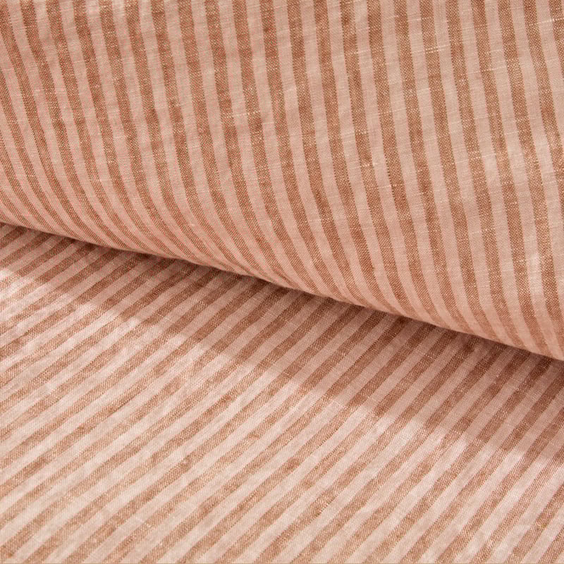 Vintage Washed Linen Caramel & Nude Pink Stripe Quilt Cover + Separates