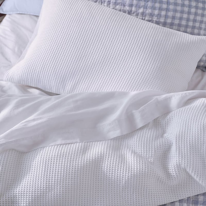 Bamboo Cotton Waffle White Quilt Cover Set + Separates