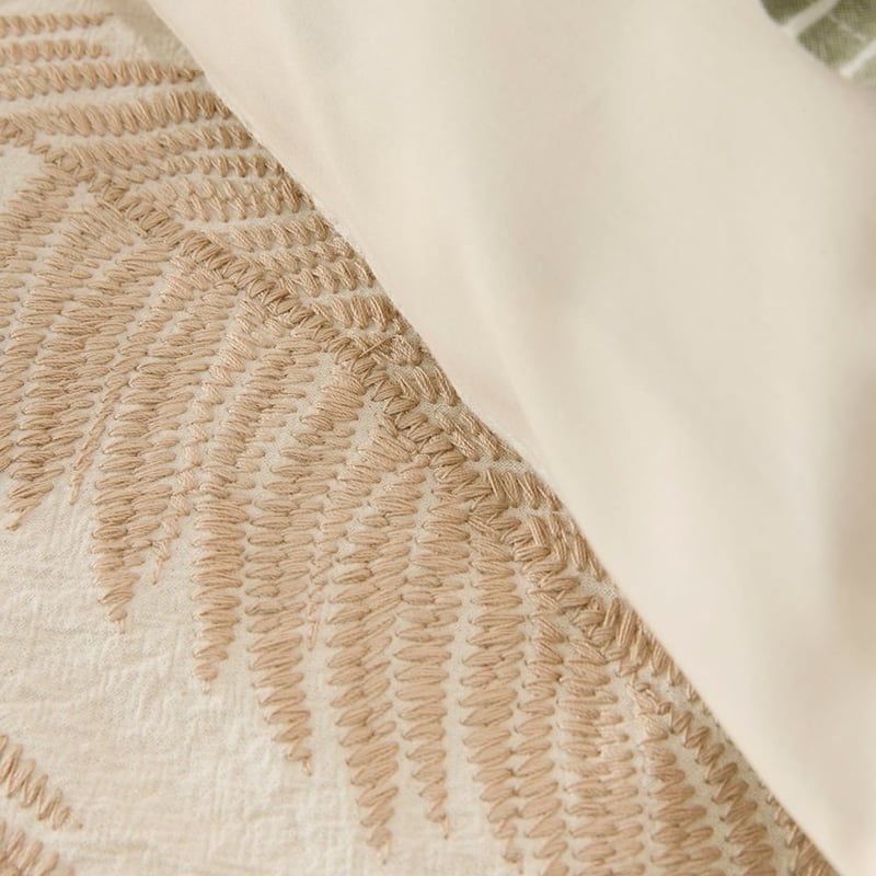 Noosa Palm Natural Embroidered Quilt Cover Separates 