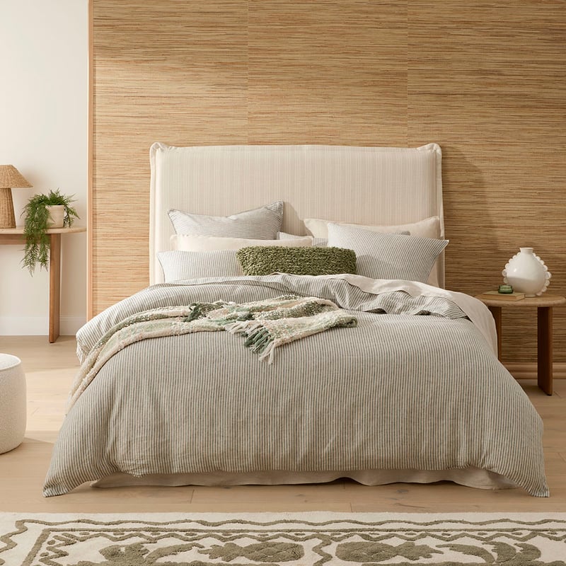 Vintage Washed Linen Linen & Cypress Stripe Quilt Cover + Separates