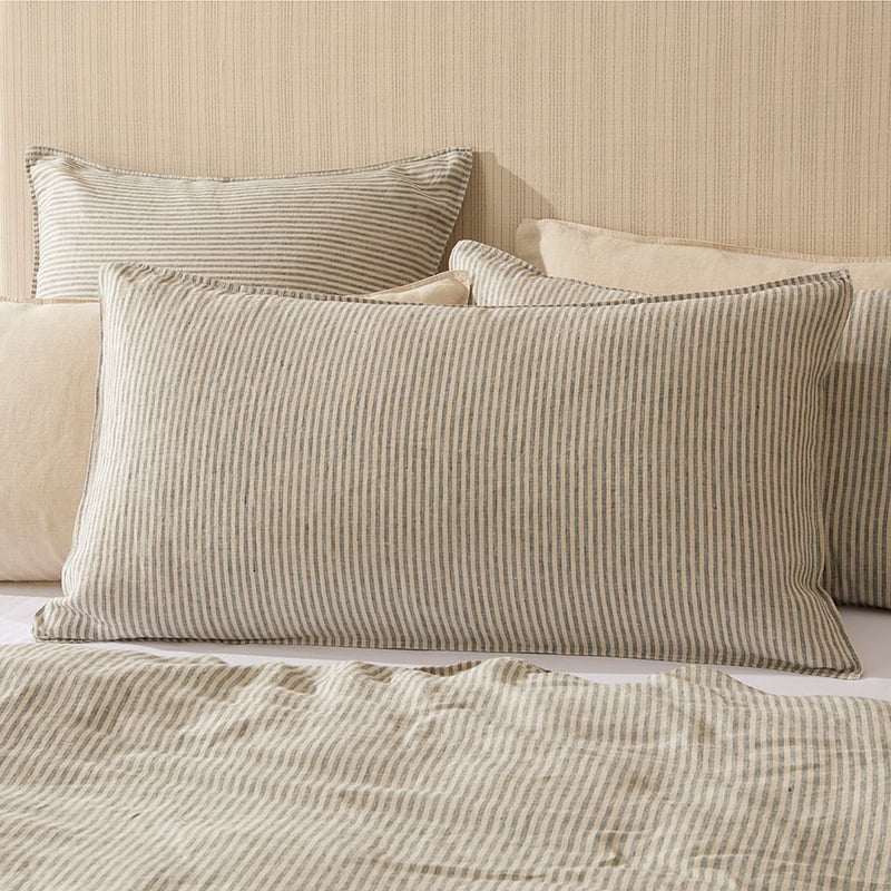 Vintage Washed Linen Linen & Cypress Stripe Quilt Cover + Separates