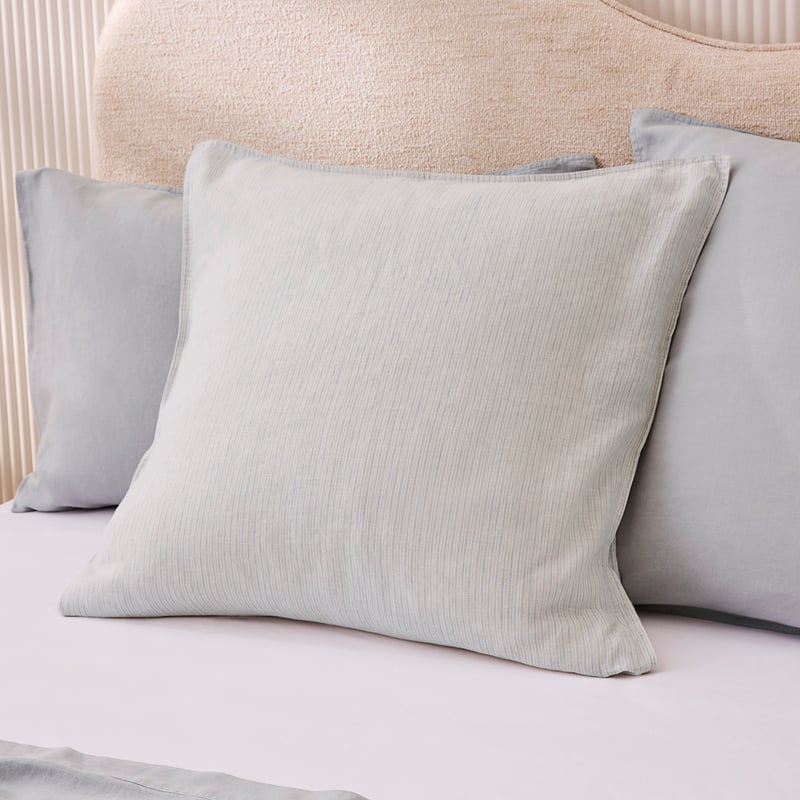 Vintage Washed Linen Duck Egg Stripe Pillowcases