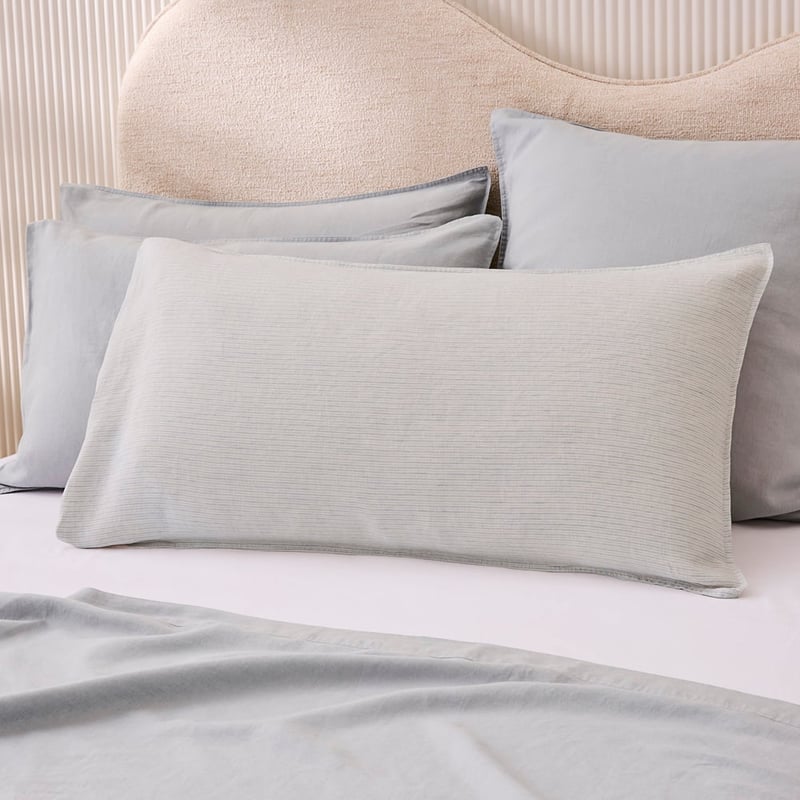 Vintage Washed Linen Duck Egg Stripe Pillowcases