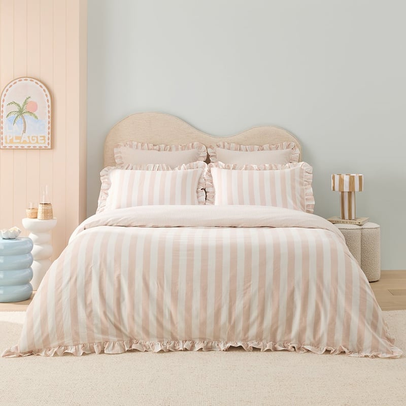 Simona Stripe Nude Pink Quilt Cover Set + Separates