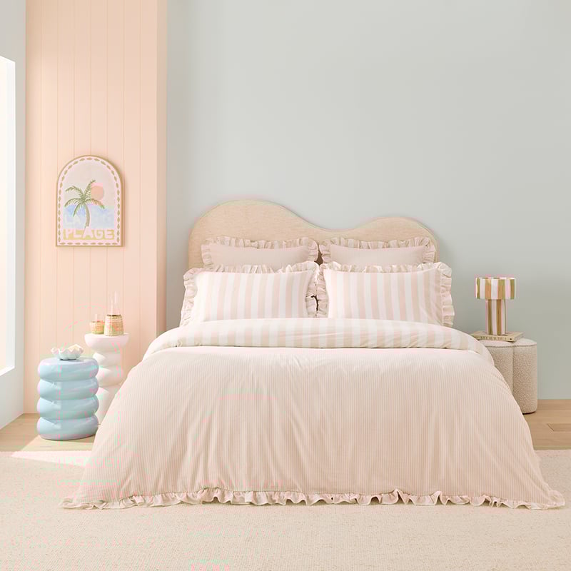 Simona Stripe Nude Pink Quilt Cover Set + Separates