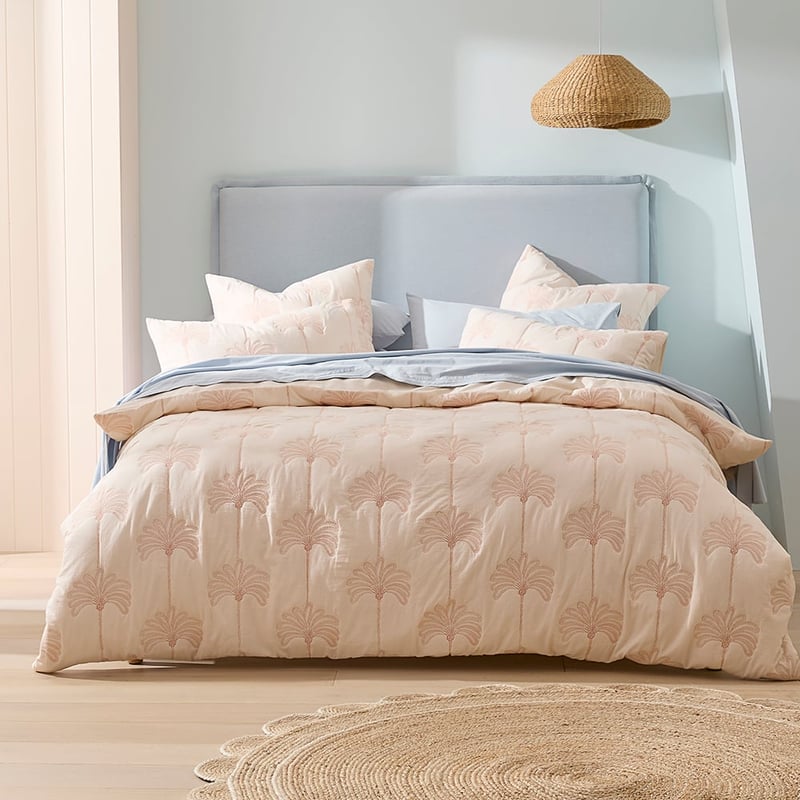 Ada Palm Soft Peach Quilted Quilt Cover Separates