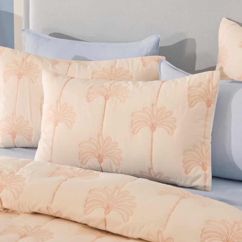 Ada Palm Soft Peach Quilted Quilt Cover Separates