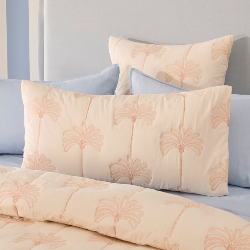 Ada Palm Soft Peach Quilted Quilt Cover Separates