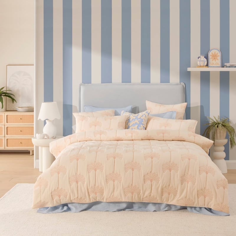 Ada Palm Soft Peach Quilted Quilt Cover Separates