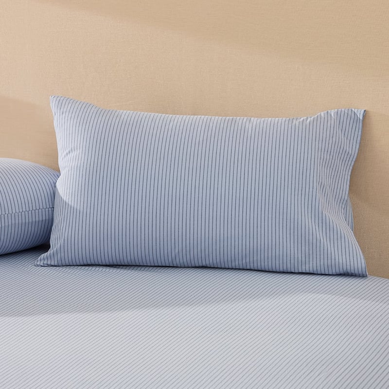 Stonewashed Cotton Printed Thin Chambray Stripe Pillowcases