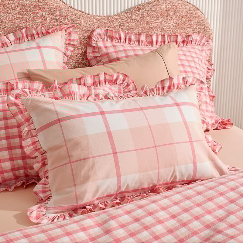 Tillie Check Pink Ruffle Quilt Cover Set + Separates