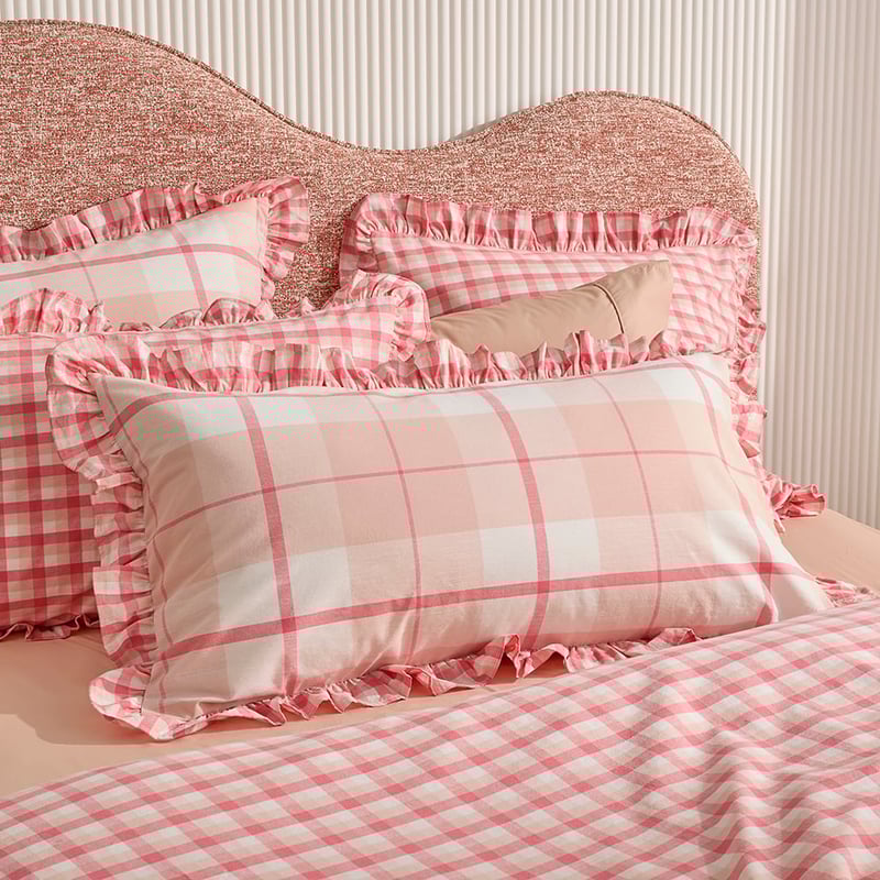 Tillie Check Pink Ruffle Pillowcases