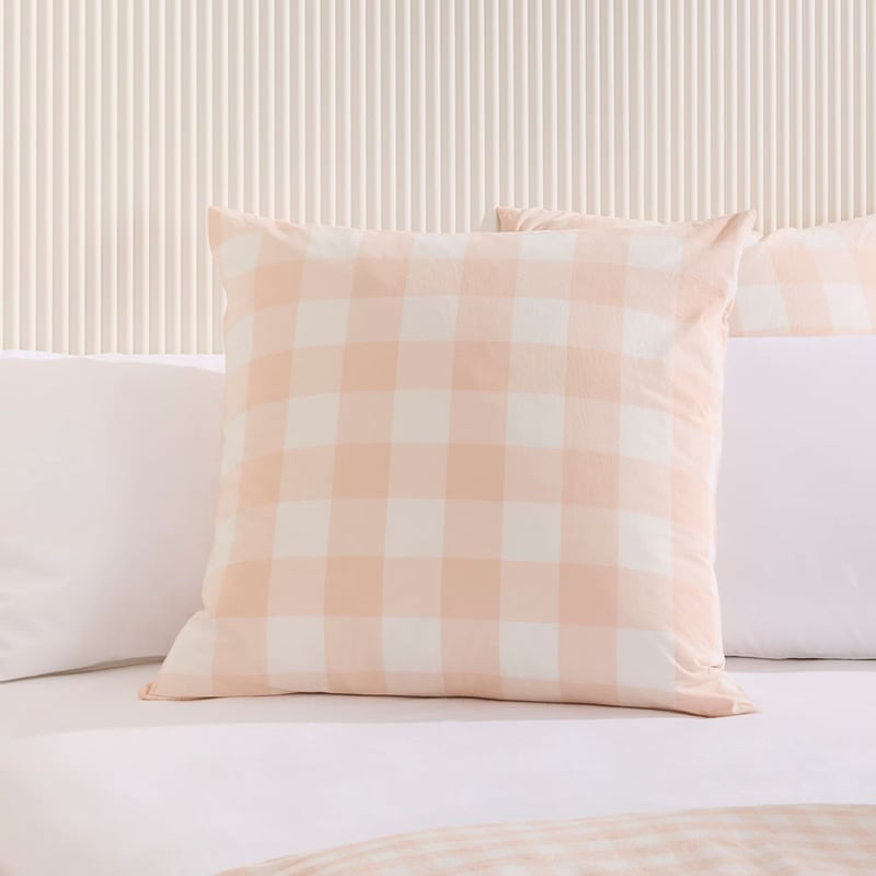 Stonewashed Cotton Peach Gingham Pillowcases
