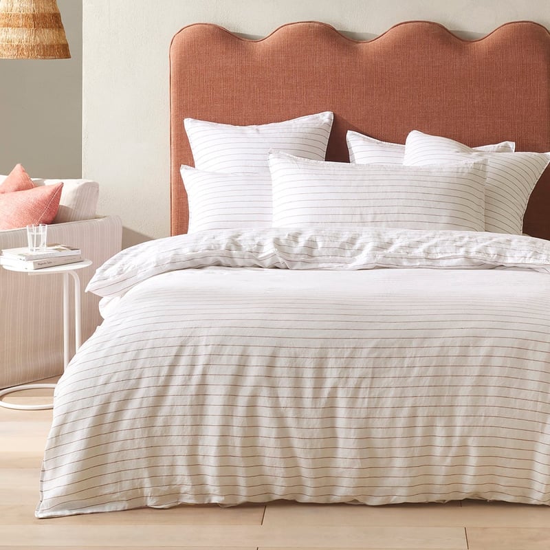 Vintage Washed Linen Cinnamon Stripe Quilt Cover Separates