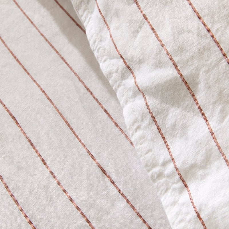Vintage Washed Linen Cinnamon Stripe Quilt Cover Separates