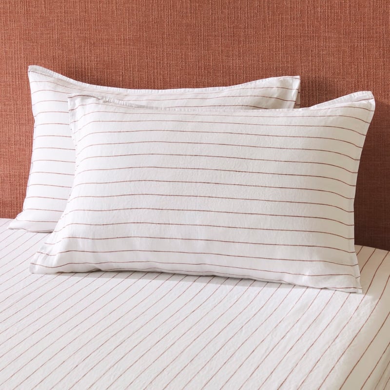 Vintage Washed Linen Cinnamon Stripe Quilt Cover Separates
