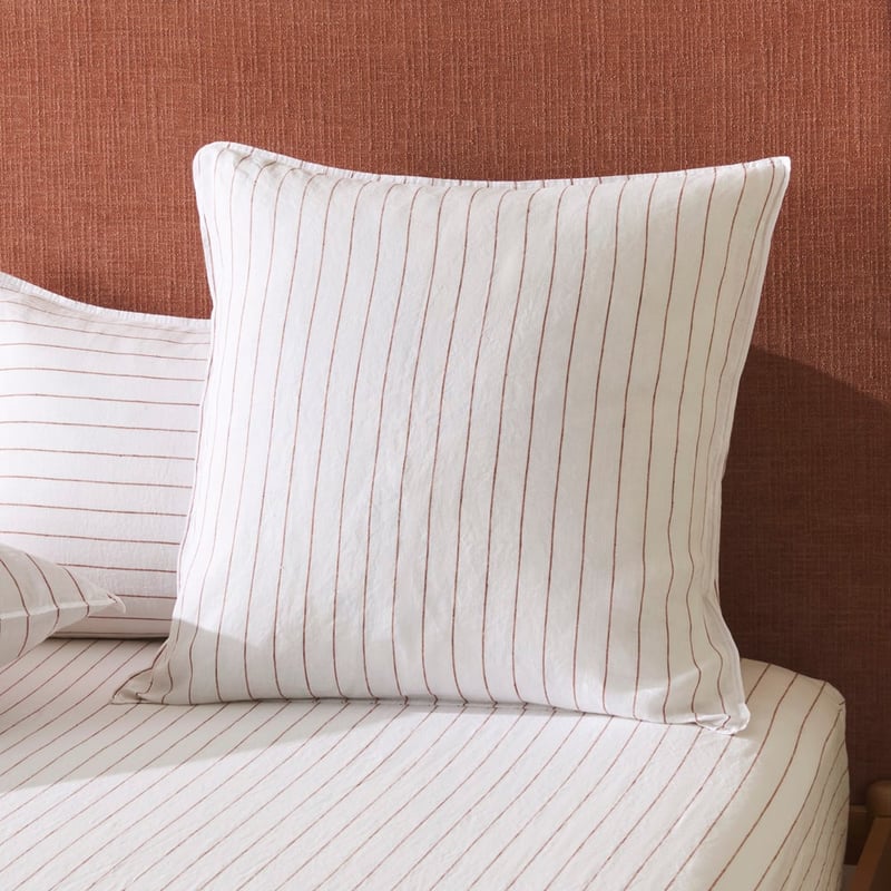 Vintage Washed Linen Cinnamon Stripe Quilt Cover Separates