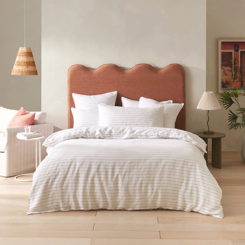 Vintage Washed Linen Cinnamon Stripe Quilt Cover Separates