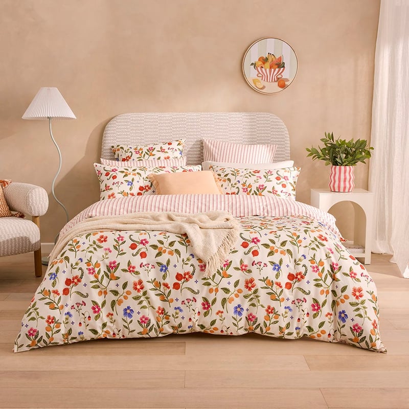 Frida Floral Apricot Quilt Cover Set + Separates