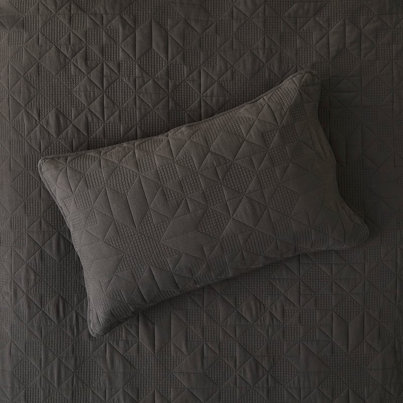 Bowie Charcoal Quilted Quilt Cover Set