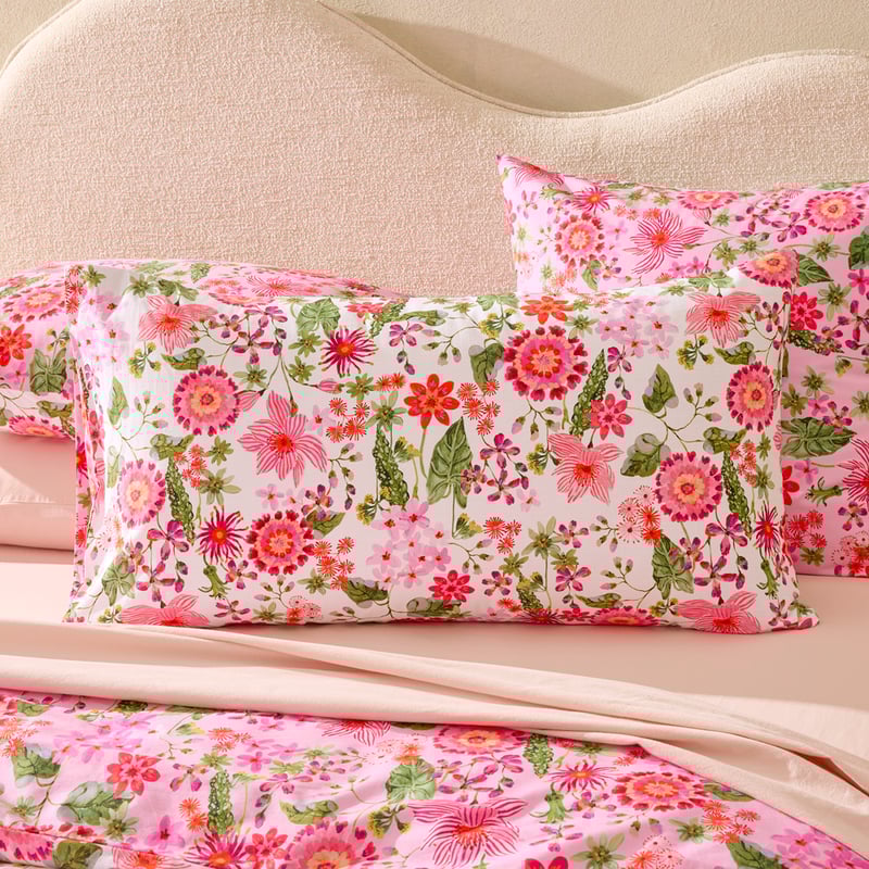 Sofia Floral Raspberry Quilt Cover Set + Separates