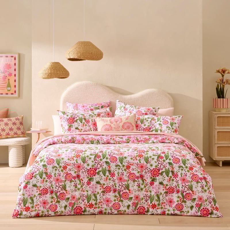 Sofia Floral Raspberry Quilt Cover Set + Separates