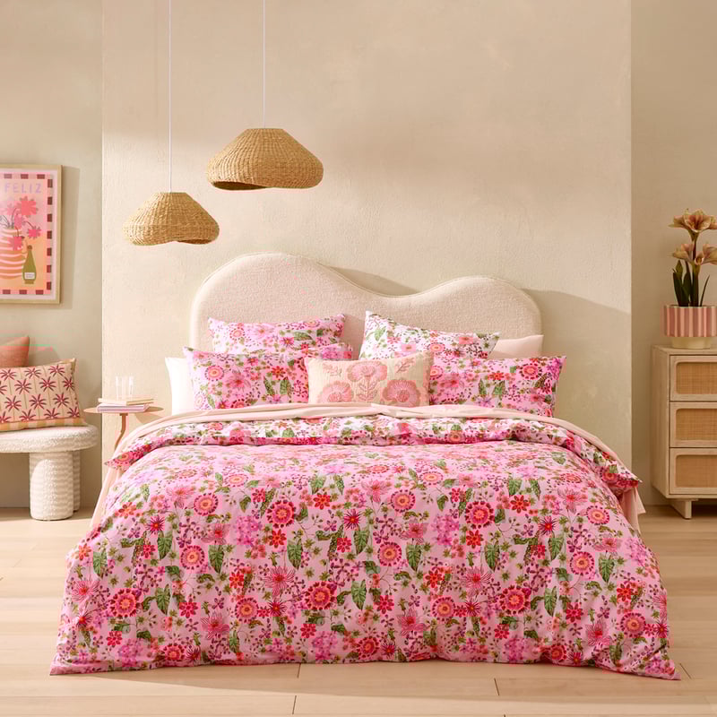 Sofia Floral Raspberry Quilt Cover Set + Separates