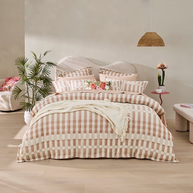 Sica Mocha Check Quilt Cover Set + Separates