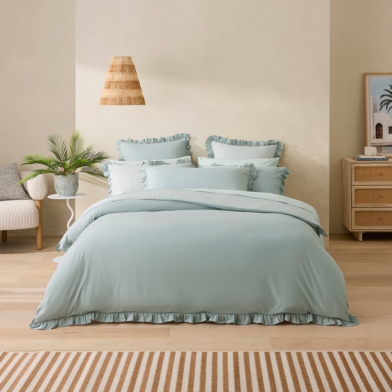 Ruffle Dusty Blue Quilt Cover Set + Separates