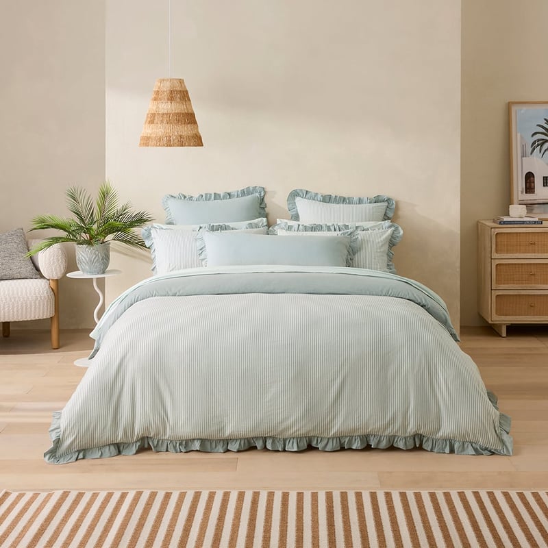 Ruffle Dusty Blue Quilt Cover Set + Separates