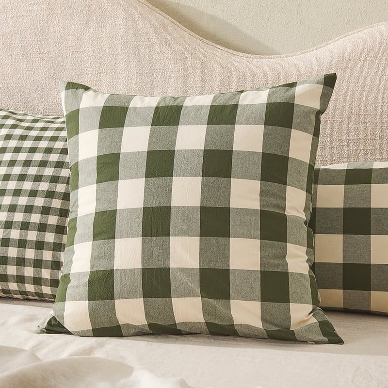 Stonewashed Cotton Basil Gingham Quilt Cover Separates