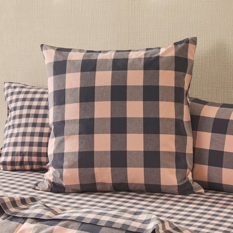 Stonewashed Cotton Mocha Gingham Pillowcases