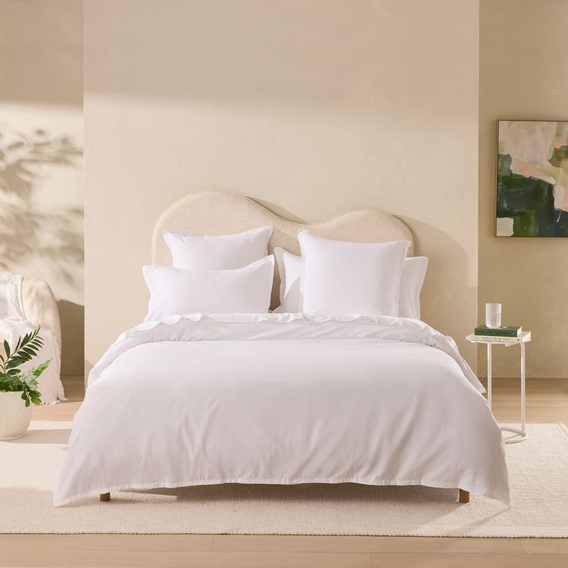 Relaxed Linen Look White Quilt Cover Set + Separates