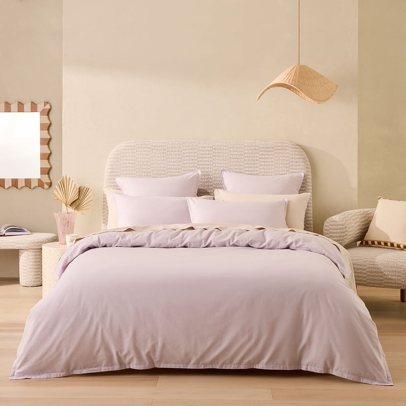 Relaxed Linen Look Lavender Quilt Cover Set + Separates