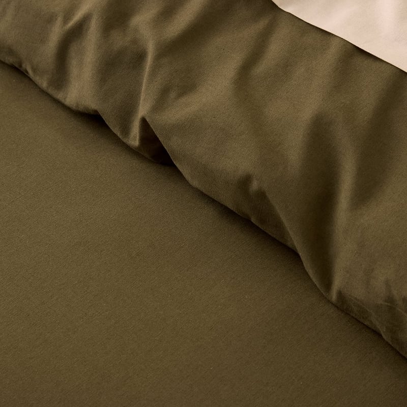 Relaxed Linen Look Dark Olive Quilt Cover Set + Separates