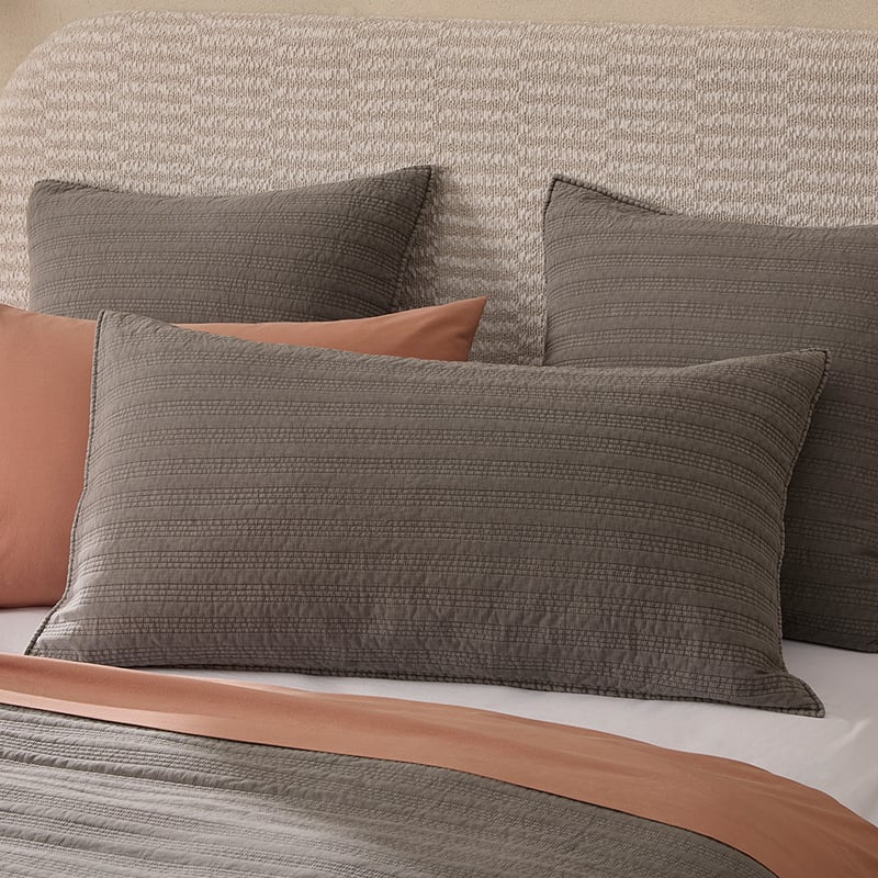 Ashton Coal Stonewashed Quilted Pillowcases