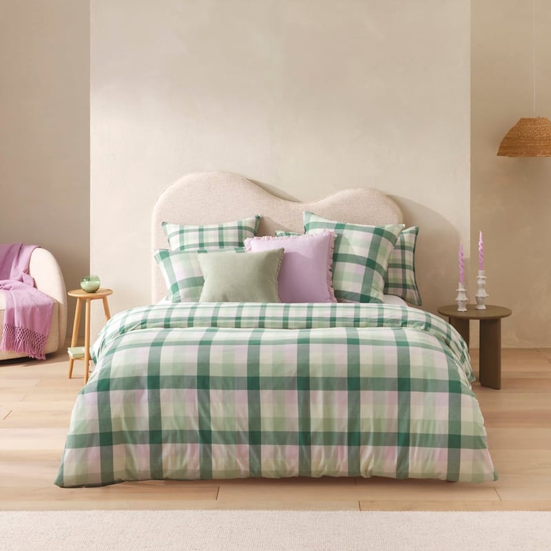 Yarn Dye Green Check Quilt Cover Set + Separates