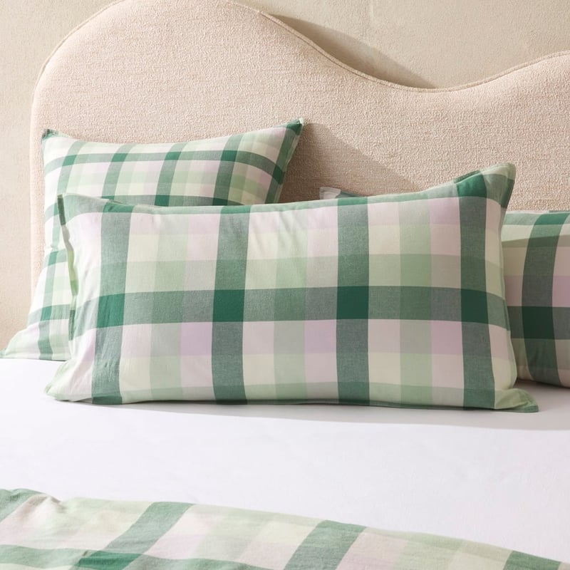 Yarn Dye Green Check Quilt Cover Set + Separates