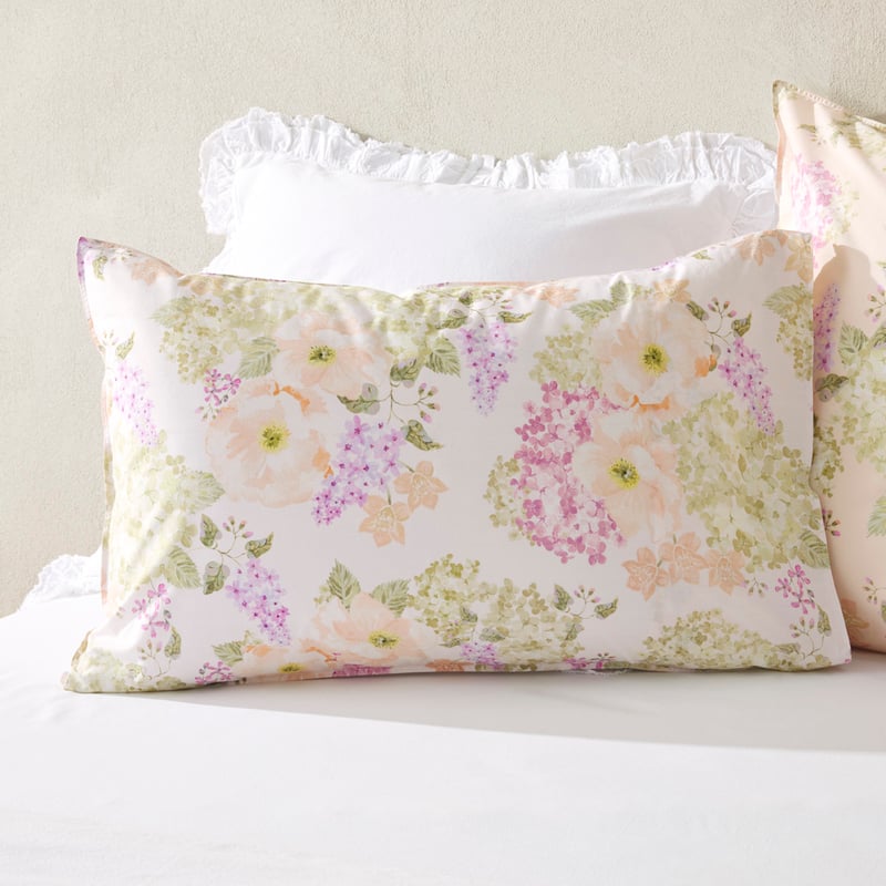 Genevieve Floral Pale Peach Quilt Cover Set + Separates