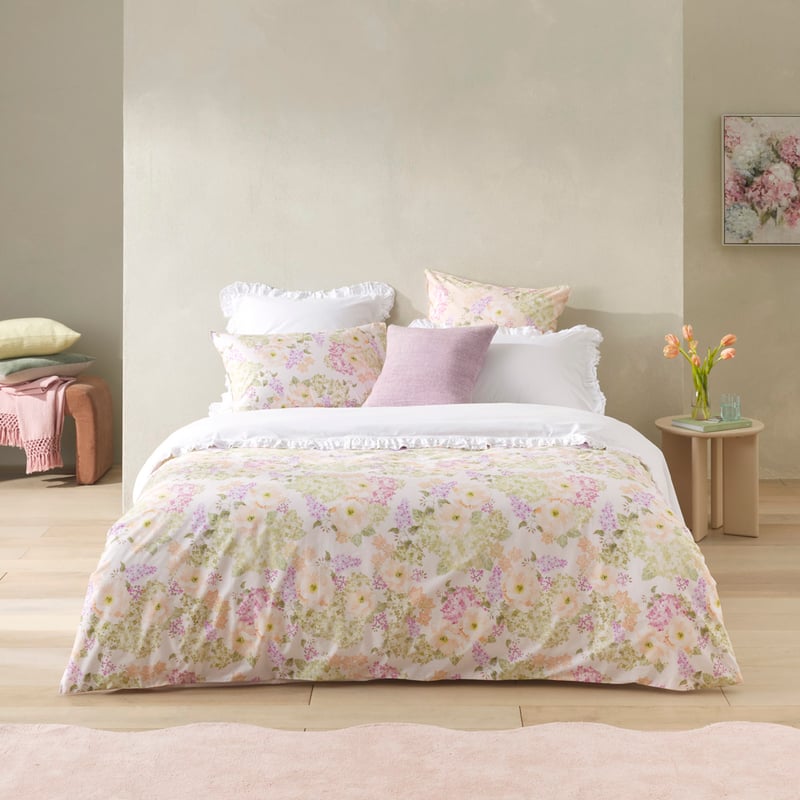 Genevieve Floral Pale Peach Quilt Cover Set + Separates
