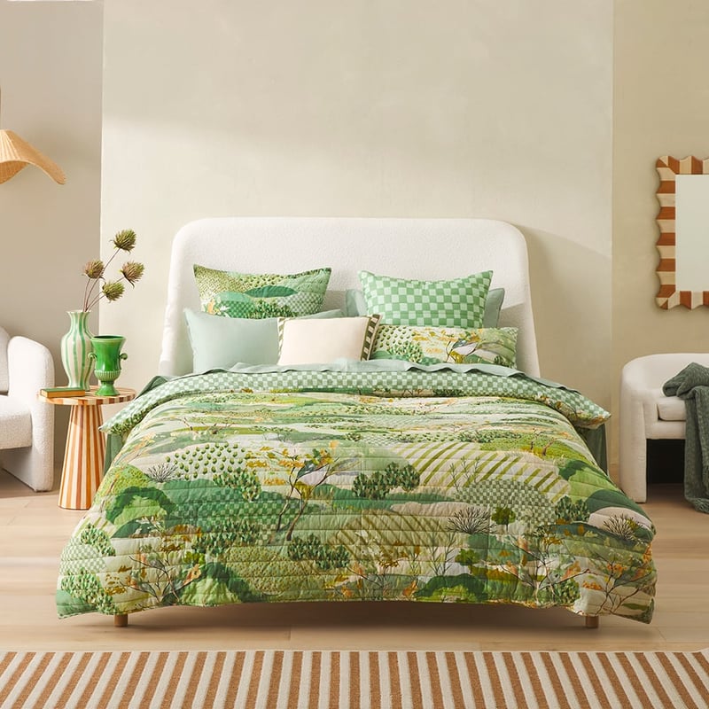 Green Valley Green Quilted Quilt Cover Separates