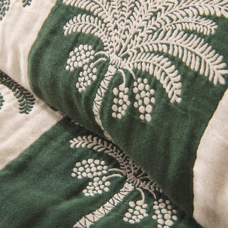 Bangalow Palm Green Jacquard Quilt Cover Separates