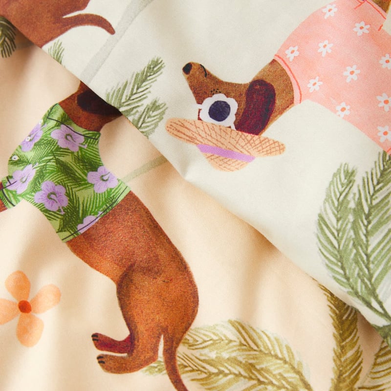 Sorbet Dachshund Lemon Quilt Cover Set + Separates