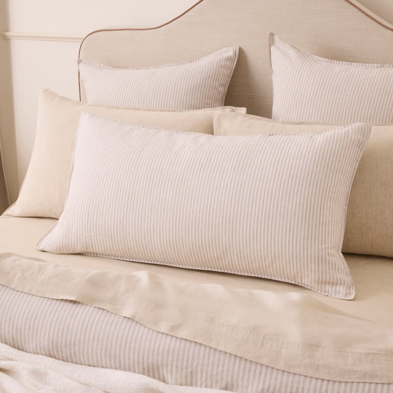 Vintage Washed Linen Linen & White Stripe Quilt Cover Separates
